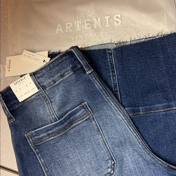 Artemis Vintage Tummy Control Palazzo Jeans Center Seam Wide Leg Dark Wash NWT - Picture 7 of 10